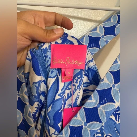 NWT Lilly Pulitzer SERENA V-NECK MAXI Dress Blue Tang Flocking Fabulous - Picture 5 of 11